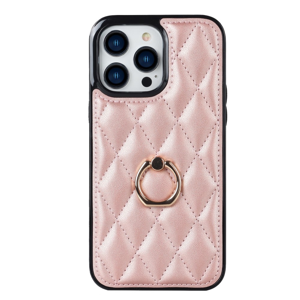Funda Finger Ring iPhone 14 Pro Quilted oro rosa