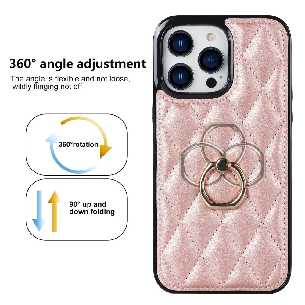 Funda Finger Ring iPhone 14 Pro Quilted oro rosa