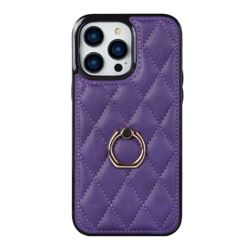 Funda Finger Ring iPhone 14 Pro Quilted violeta