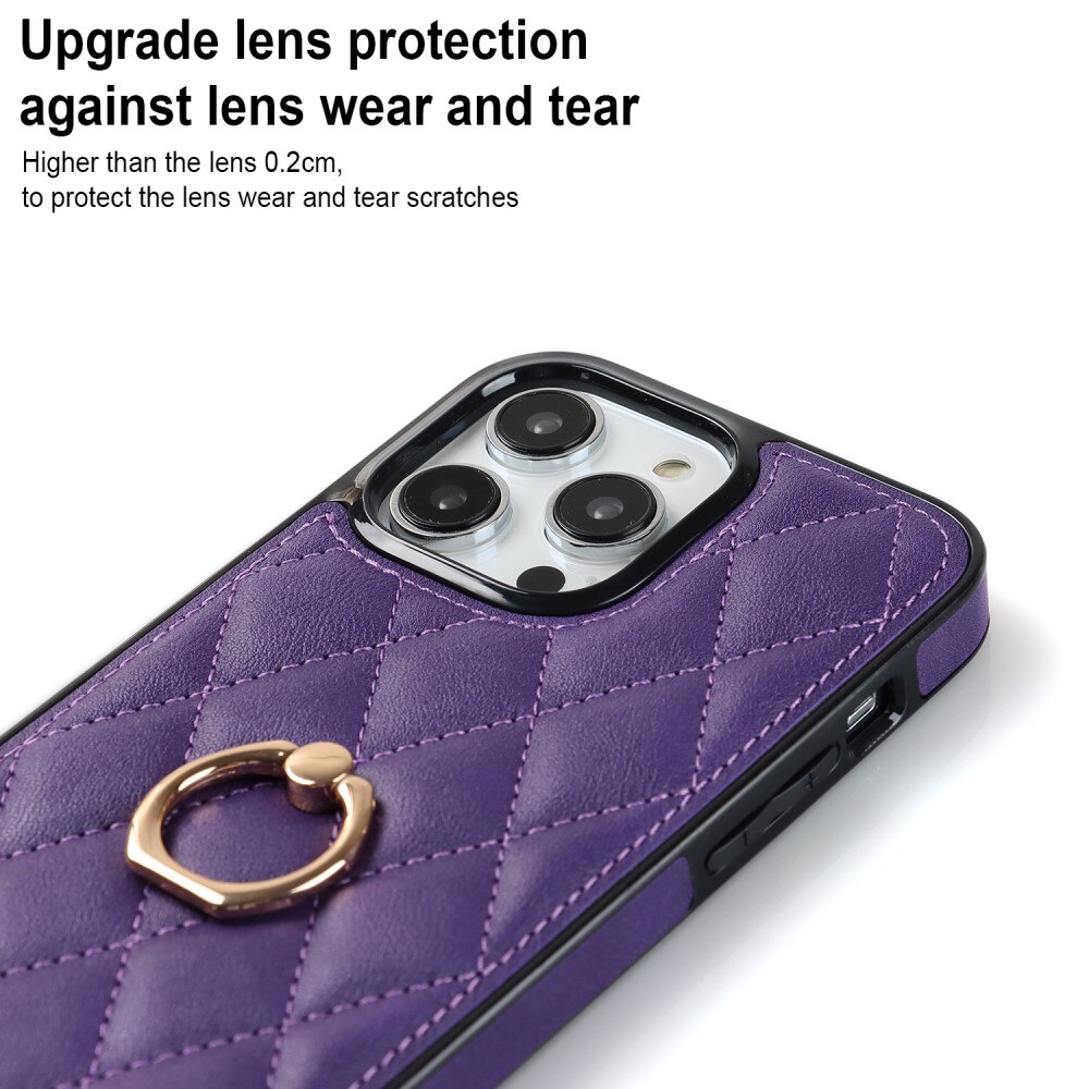 Funda Finger Ring iPhone 14 Pro Quilted violeta