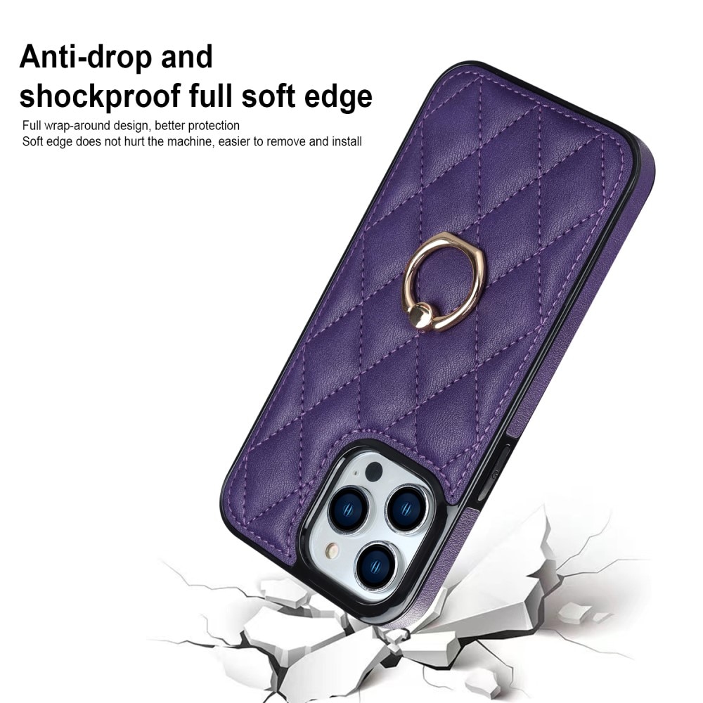 Funda Finger Ring iPhone 14 Pro Quilted violeta