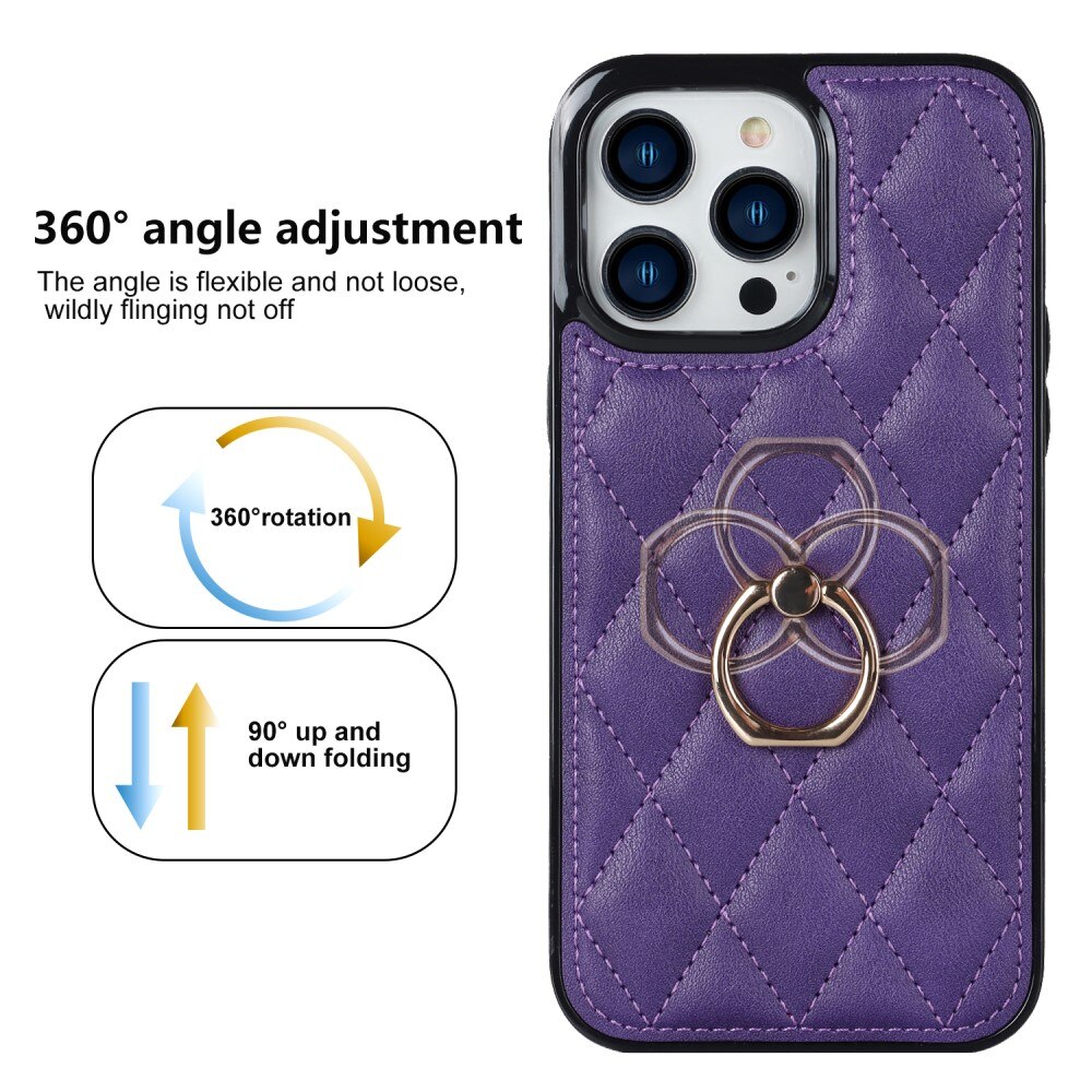 Funda Finger Ring iPhone 14 Pro Quilted violeta