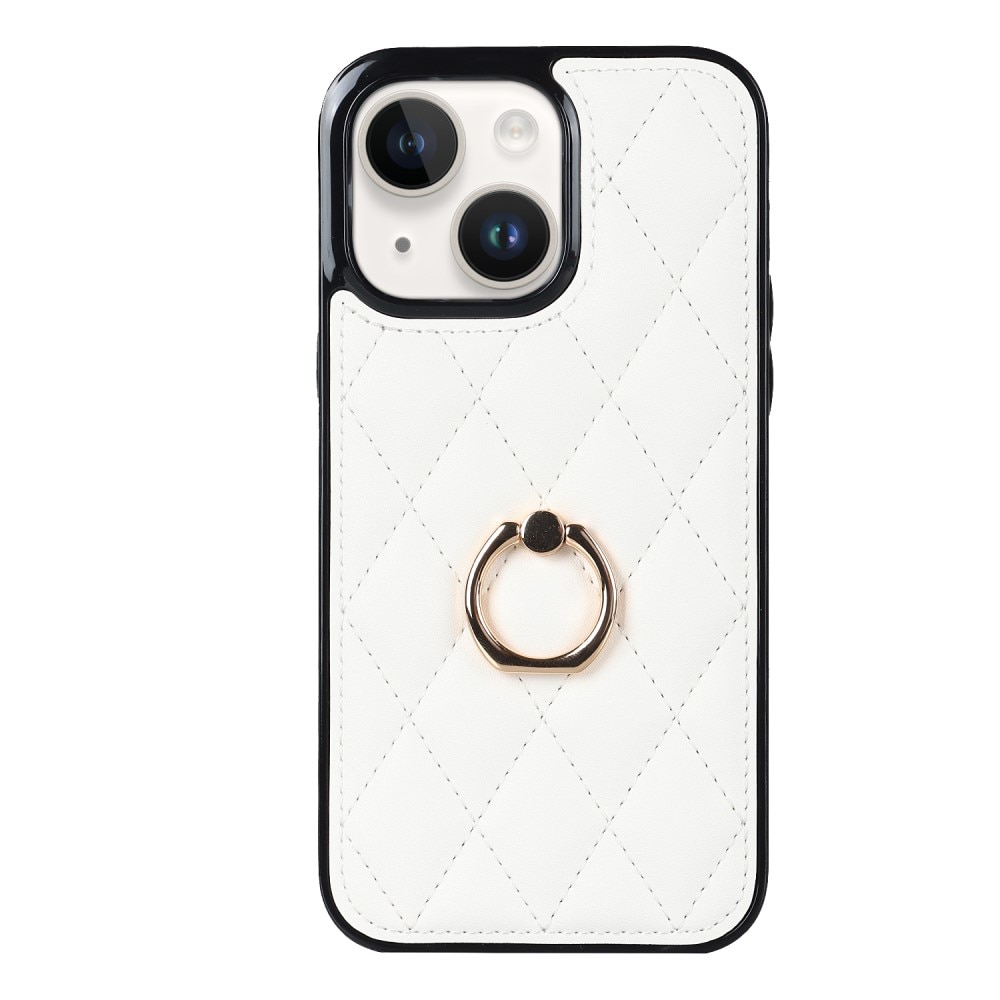 Funda Finger Ring iPhone 14 Quilted blanco