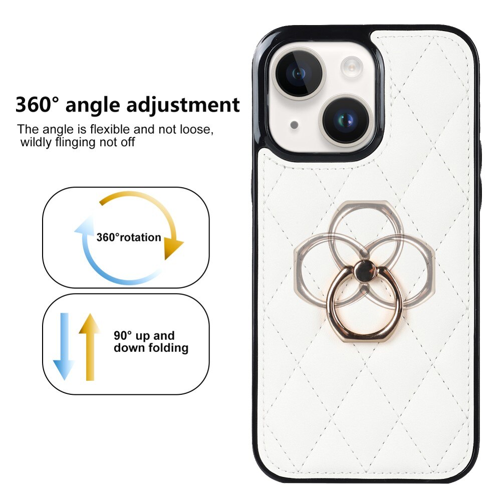 Funda Finger Ring iPhone 14 Quilted blanco