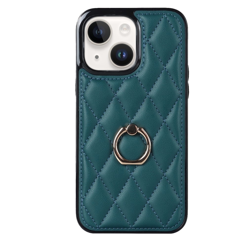 Funda Finger Ring iPhone 14 Quilted verde