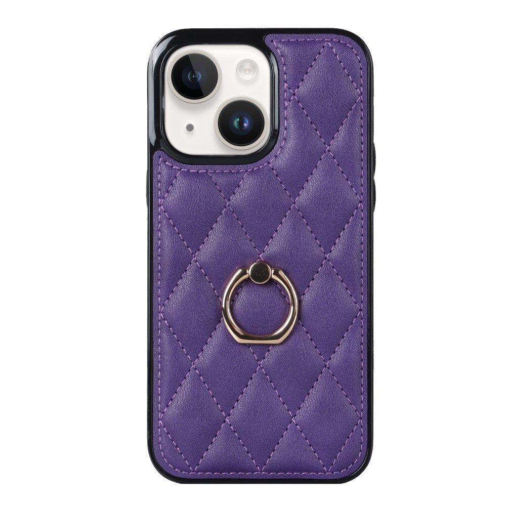 Funda Finger Ring iPhone 14 Quilted violeta