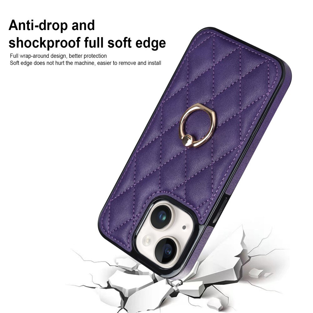 Funda Finger Ring iPhone 14 Quilted violeta