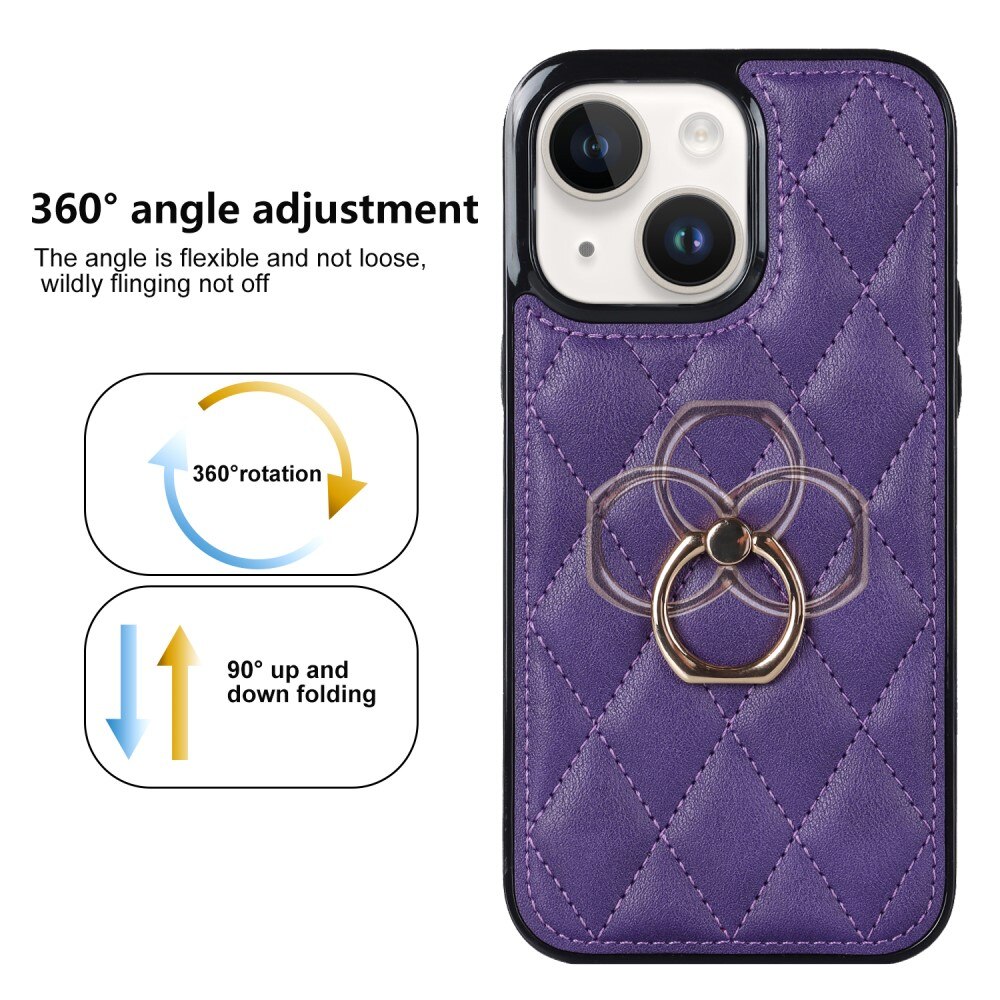 Funda Finger Ring iPhone 14 Quilted violeta