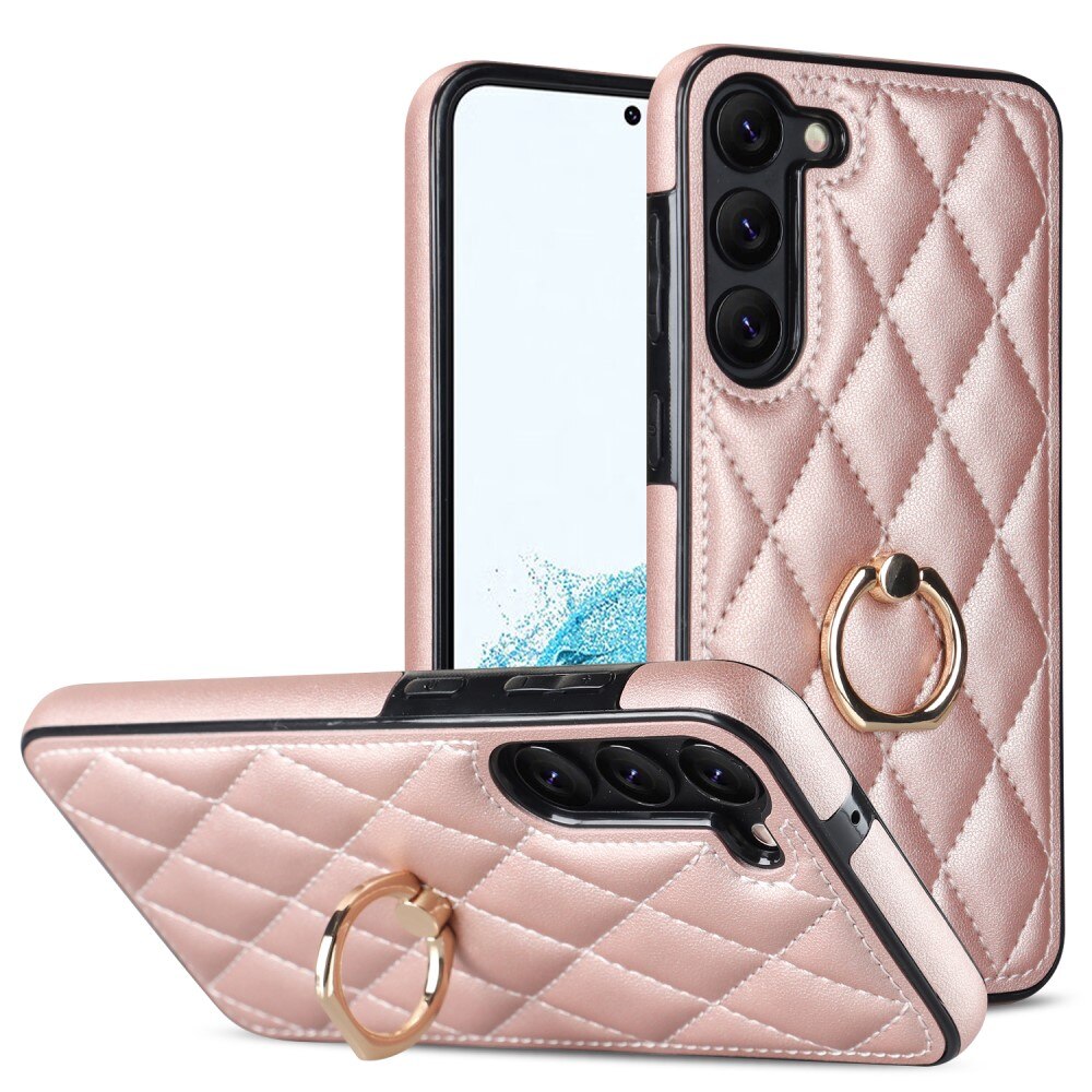 Funda Finger Ring Samsung Galaxy S23 Quilted oro rosa