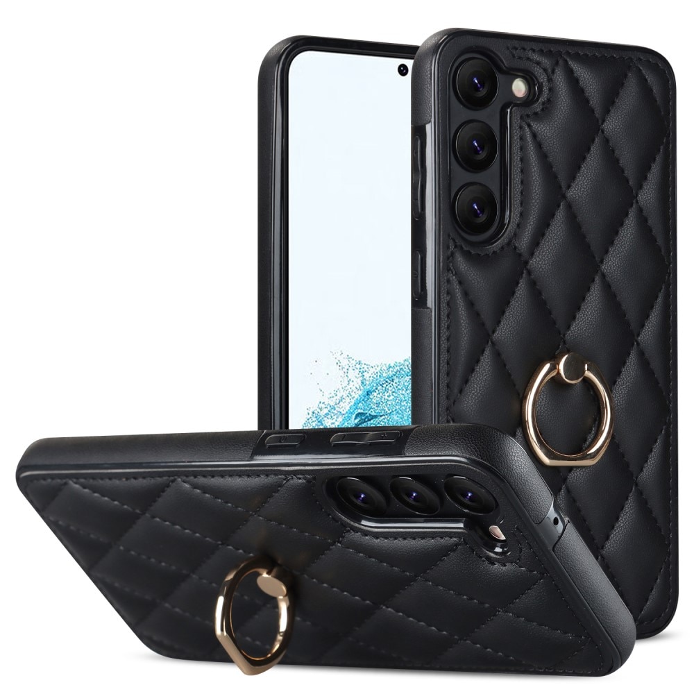 Funda Finger Ring Samsung Galaxy S23 Quilted negro