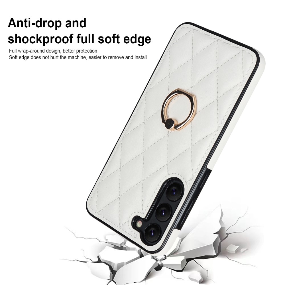 Funda Finger Ring Samsung Galaxy S23 Quilted blanco