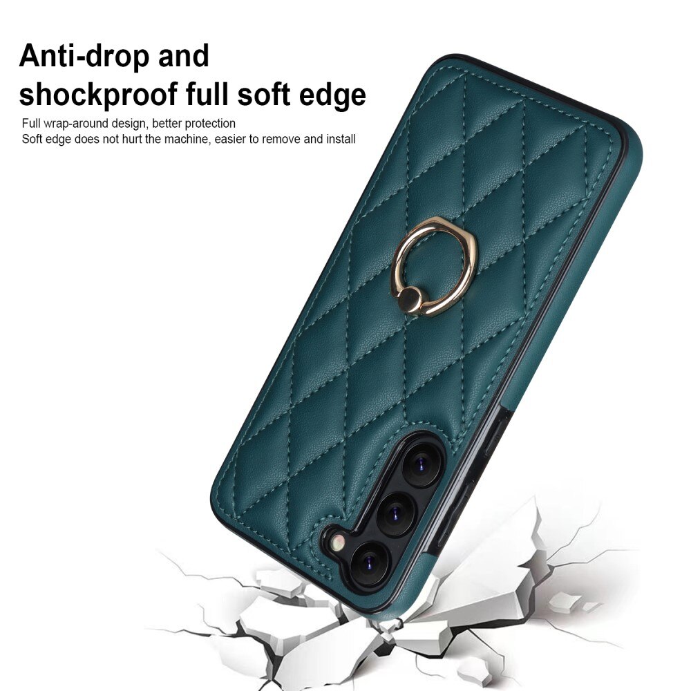 Funda Finger Ring Samsung Galaxy S23 Plus Quilted verde