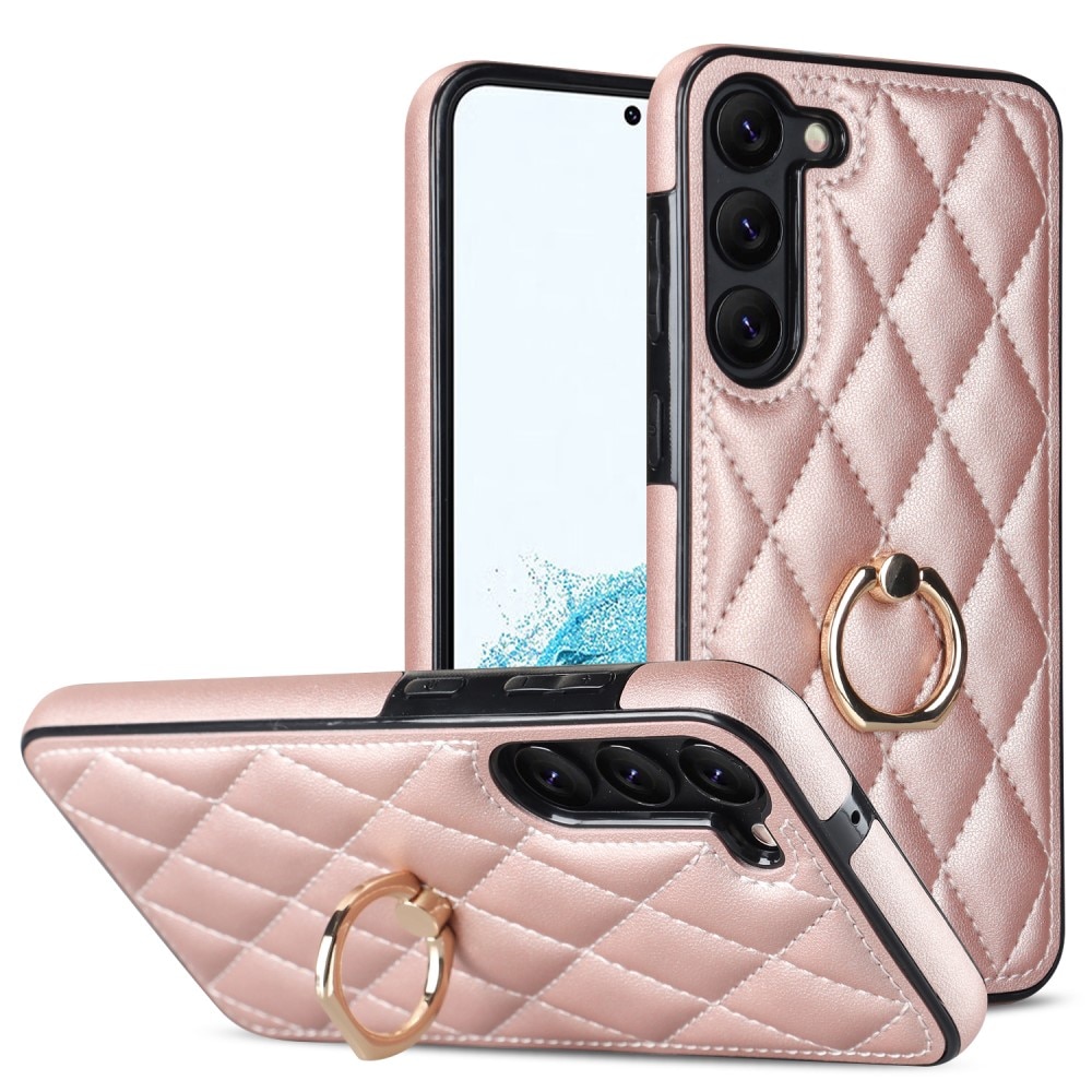 Funda Finger Ring Samsung Galaxy S23 Plus Quilted oro rosa