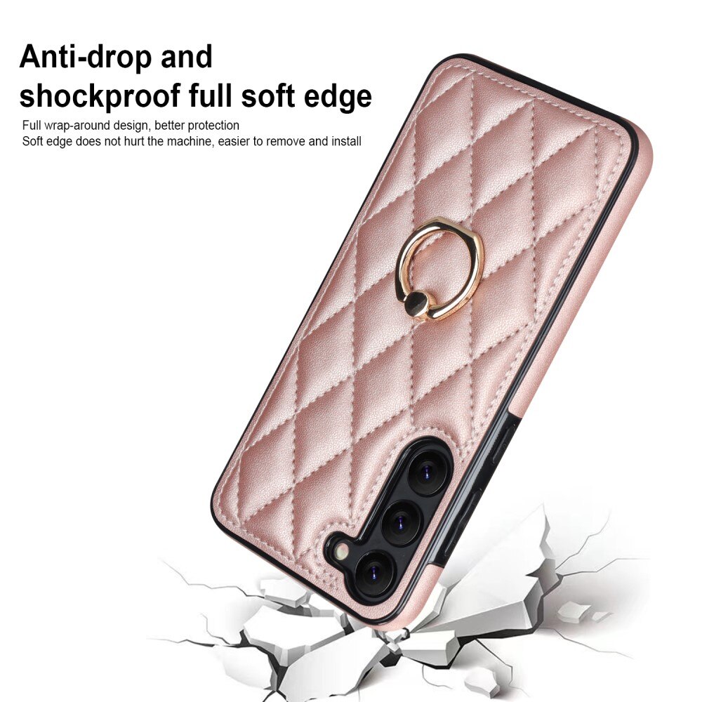 Funda Finger Ring Samsung Galaxy S23 Plus Quilted oro rosa