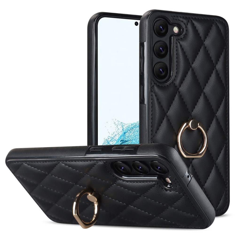 Funda Finger Ring Samsung Galaxy S23 Plus Quilted negro