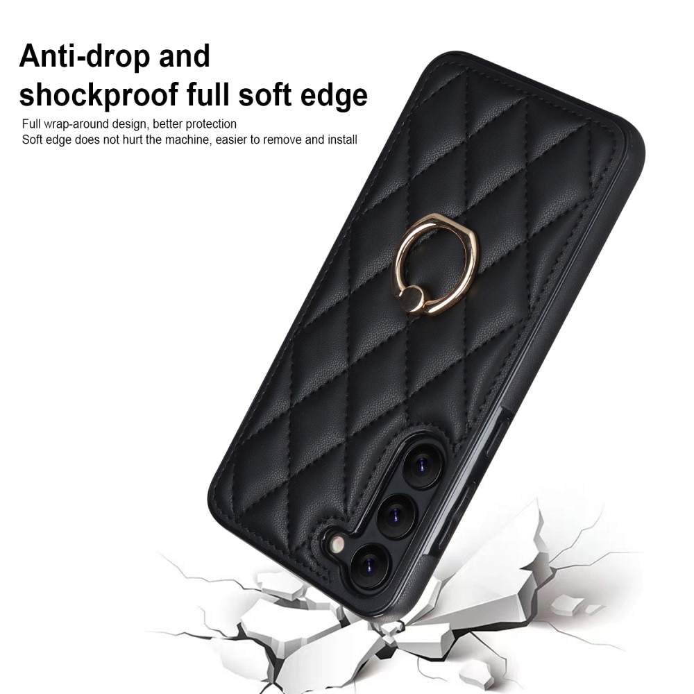 Funda Finger Ring Samsung Galaxy S23 Plus Quilted negro