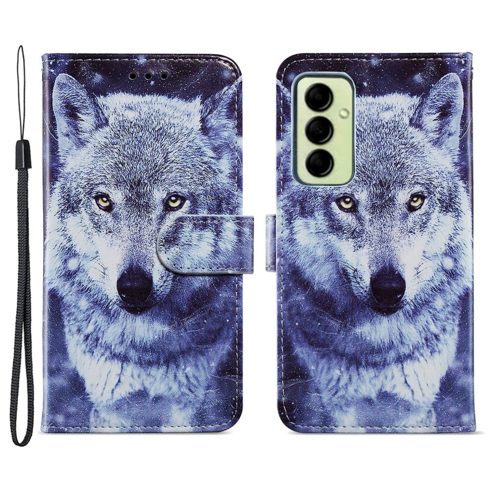 Funda cartera Samsung Galaxy A14 lobo azul