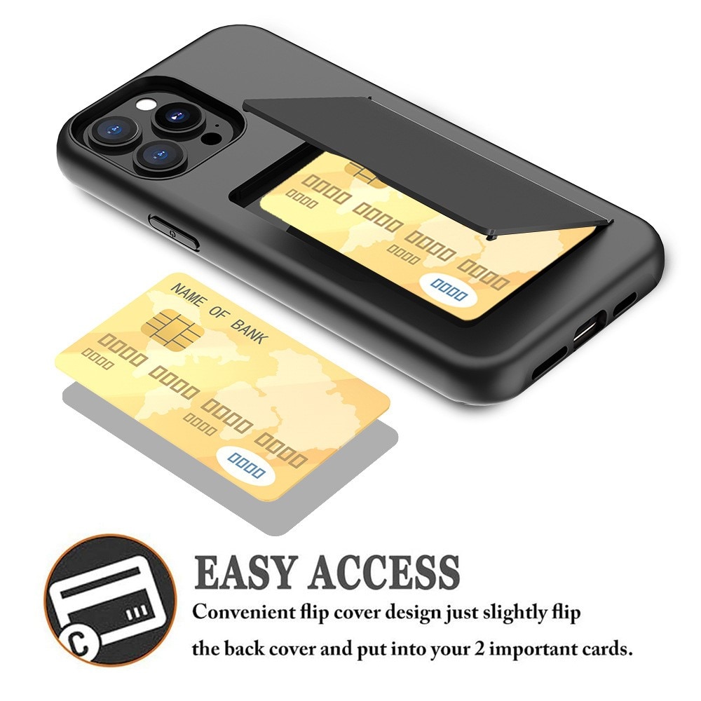 Funda híbrida con ranura para tarjetas iPhone 14 Pro negro