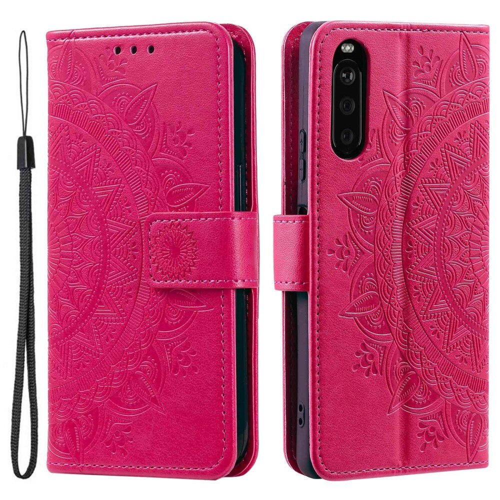 Funda de Cuero Mandala Sony Xperia 10 V rosado