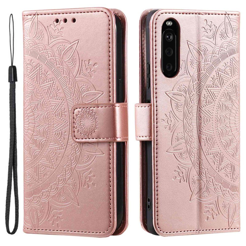 Funda de Cuero Mandala Sony Xperia 10 V oro rosa