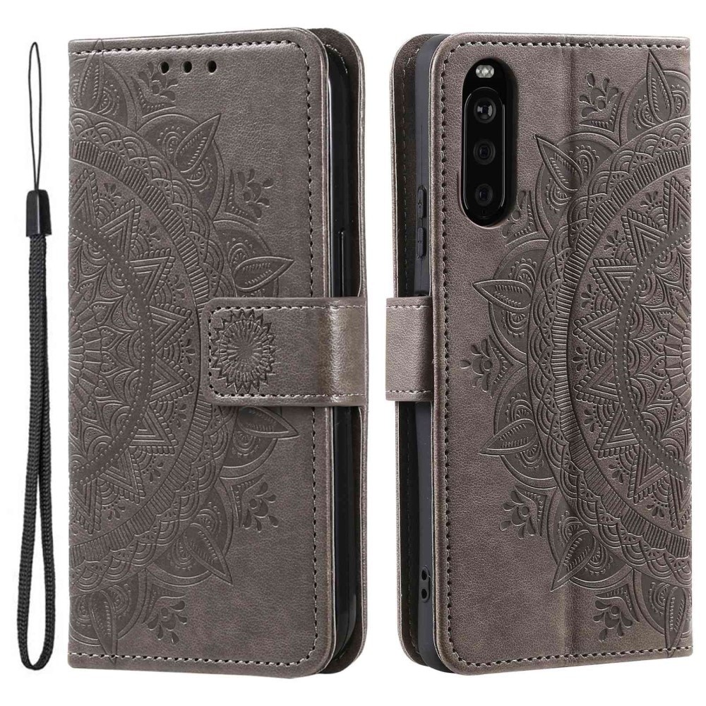 Funda de Cuero Mandala Sony Xperia 10 V gris