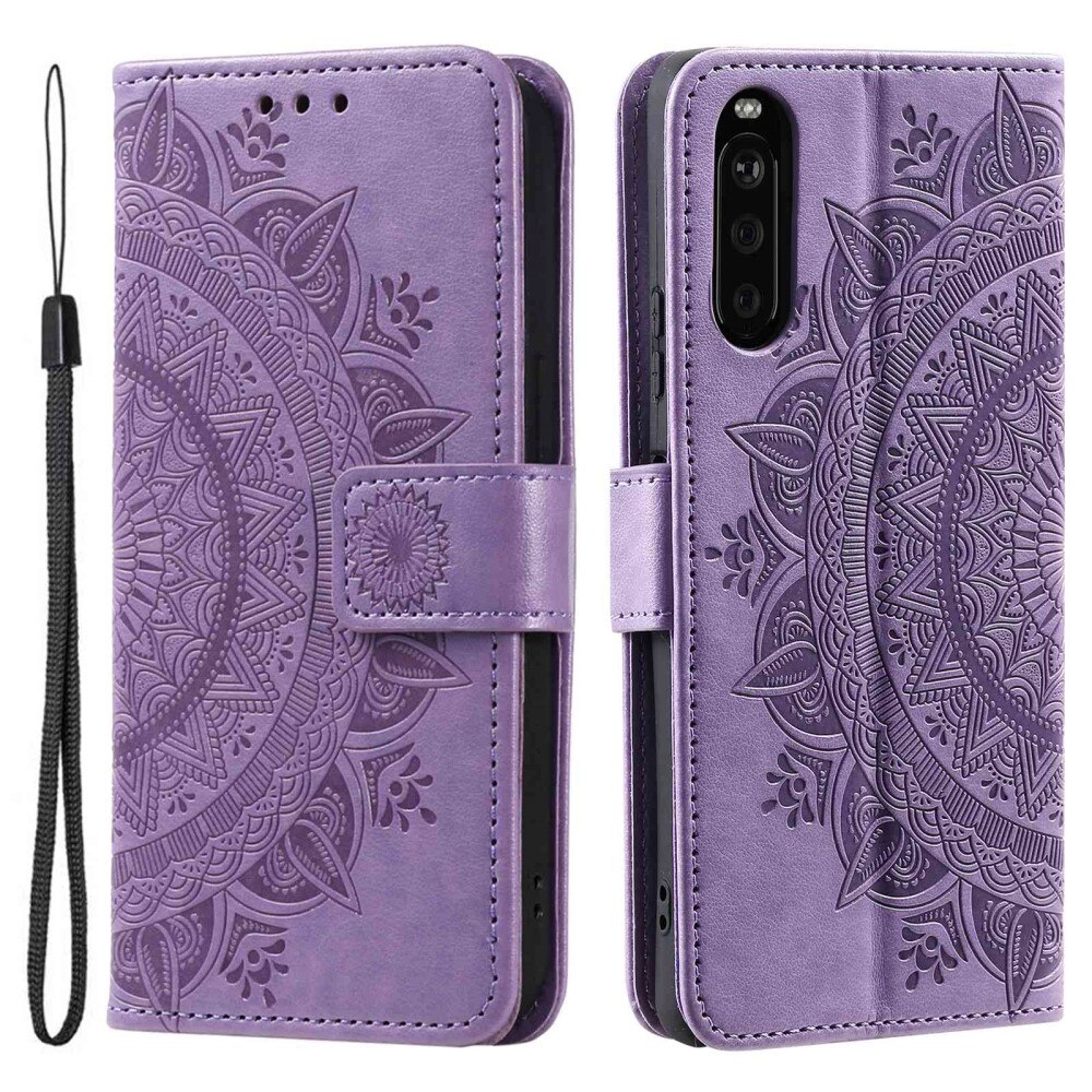 Funda de Cuero Mandala Sony Xperia 10 V violeta