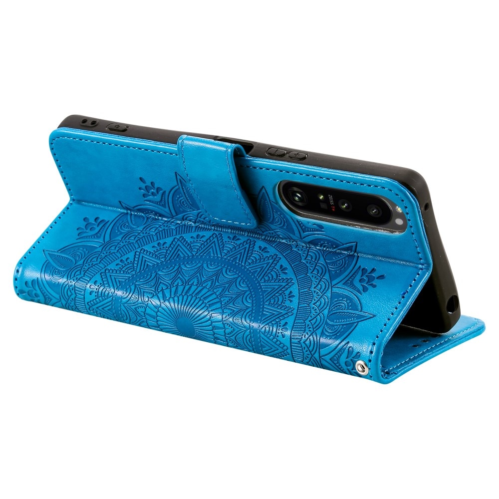 Funda de Cuero Mandala Sony Xperia 1 V azul