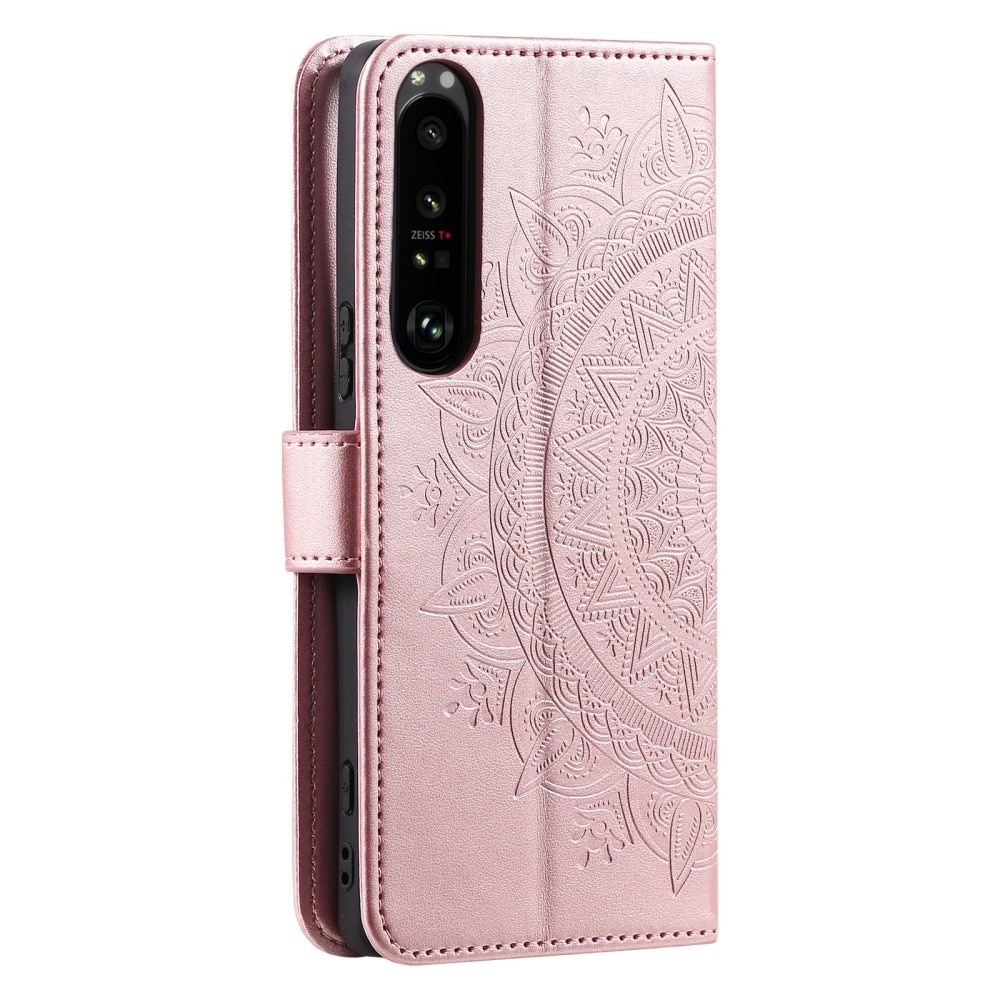 Funda de Cuero Mandala Sony Xperia 1 V oro rosa