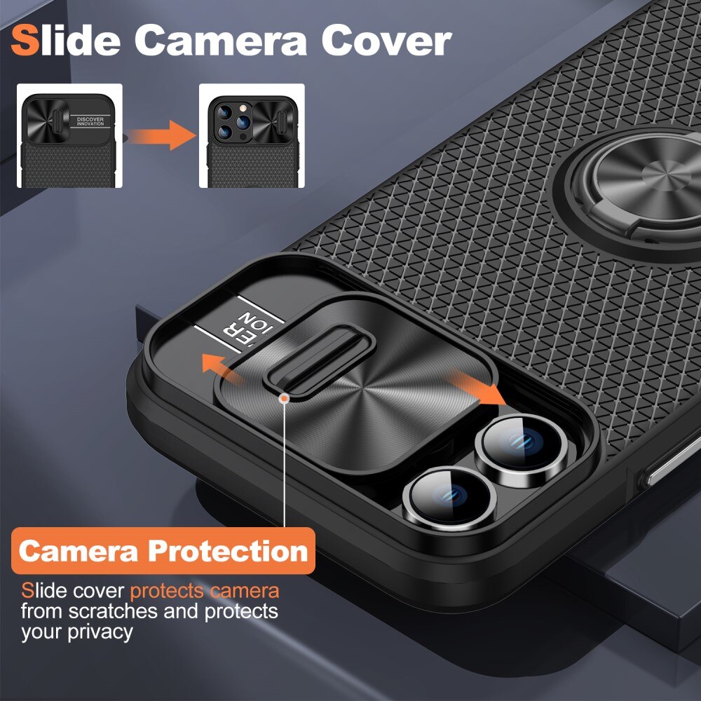 Funda TPU con protección para cámaras + Ring iPhone 13 Pro Max negro
