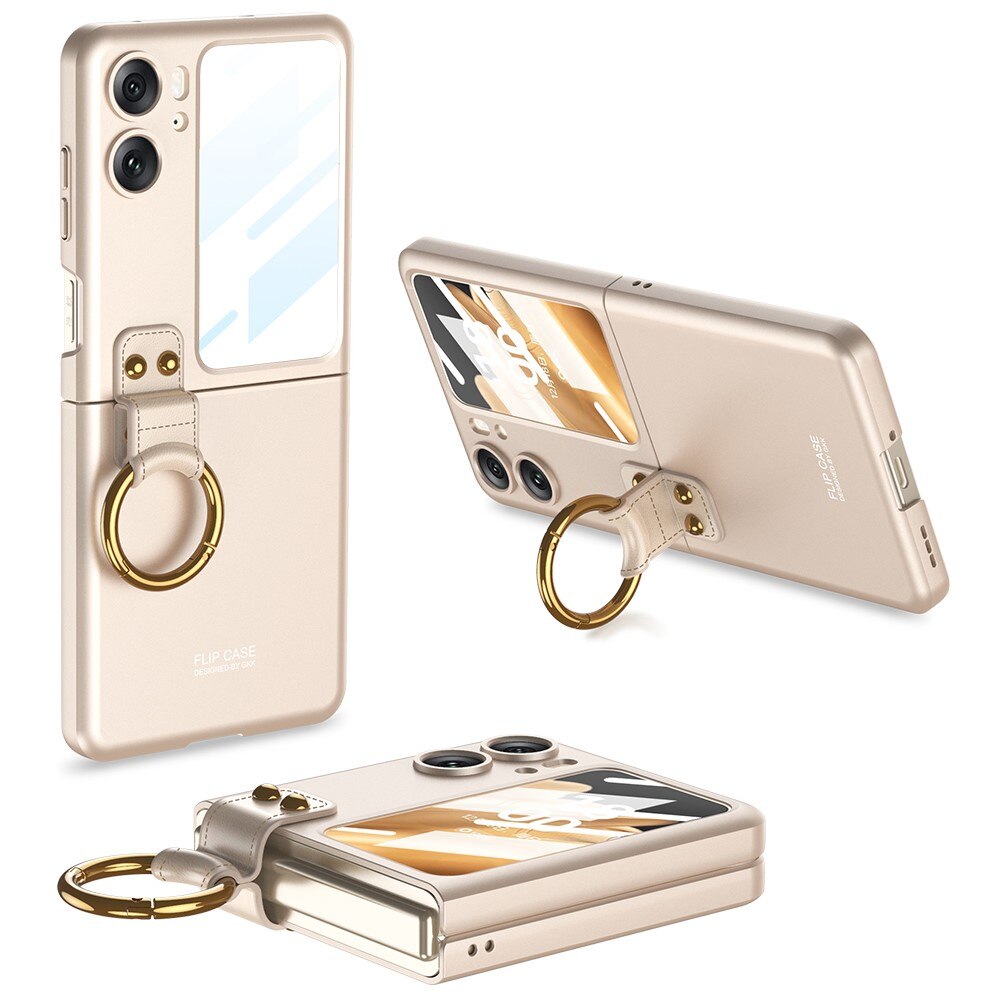 Funda con porta anillos Oppo Find N2 Flip dorado champagne