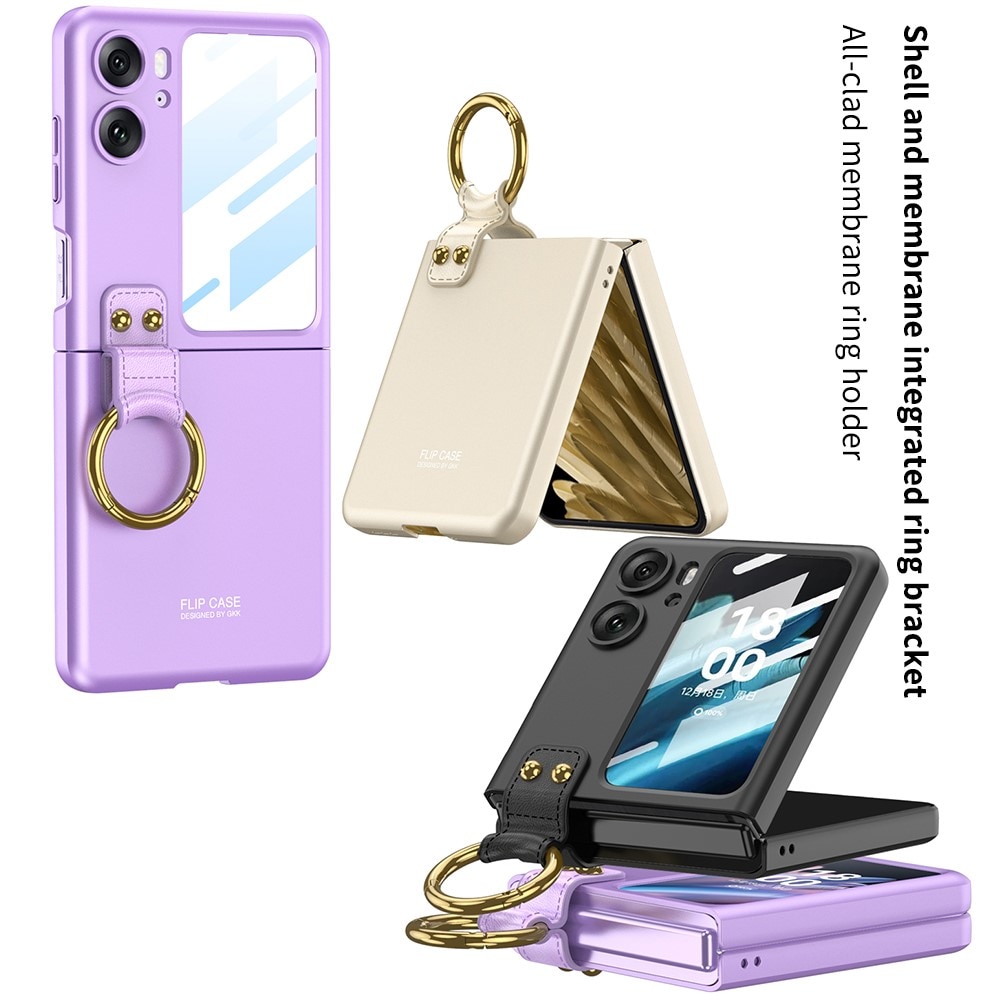 Funda con porta anillos Oppo Find N2 Flip dorado champagne