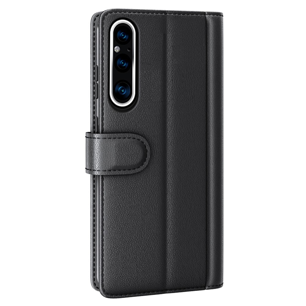 Funda de cuero genuino Sony Xperia 1 V, Negro