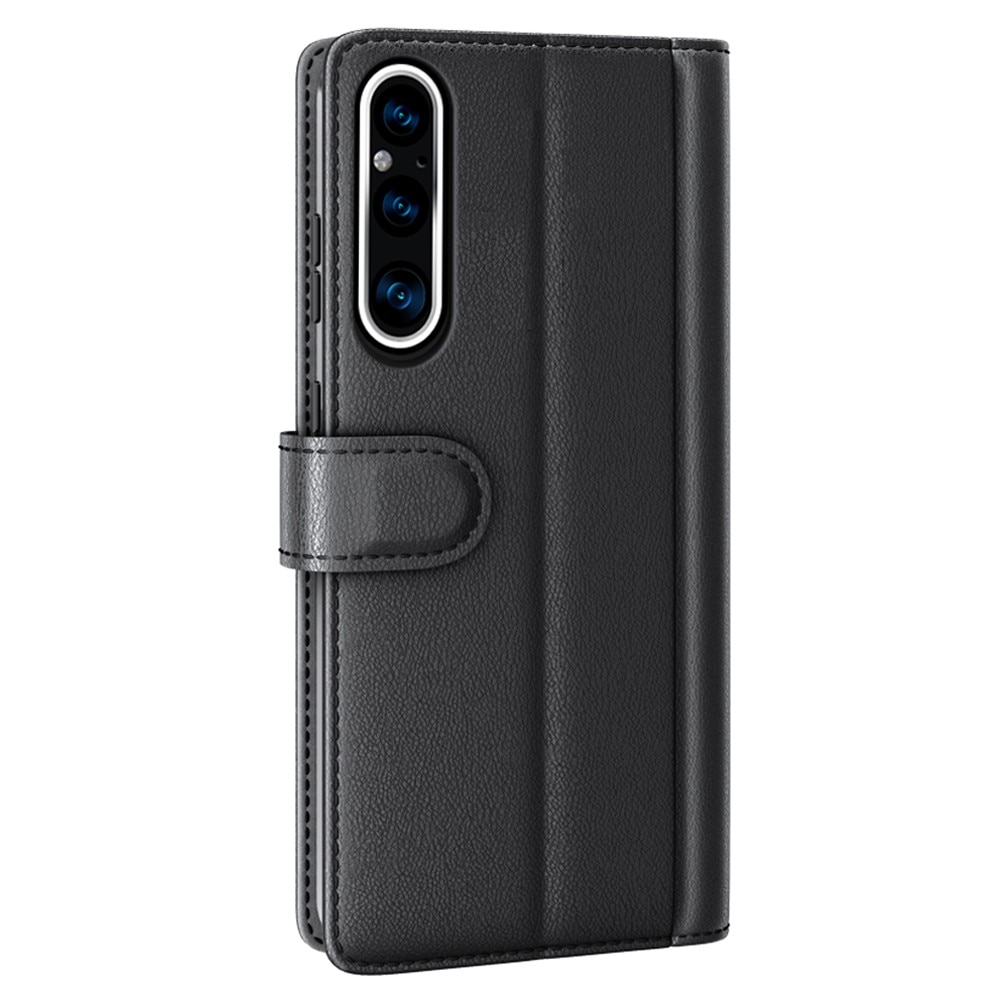 Funda de cuero genuino Sony Xperia 1 V, negro