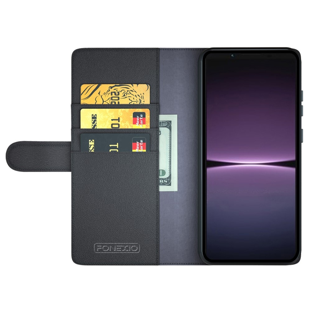 Funda de cuero genuino Sony Xperia 1 V, Negro