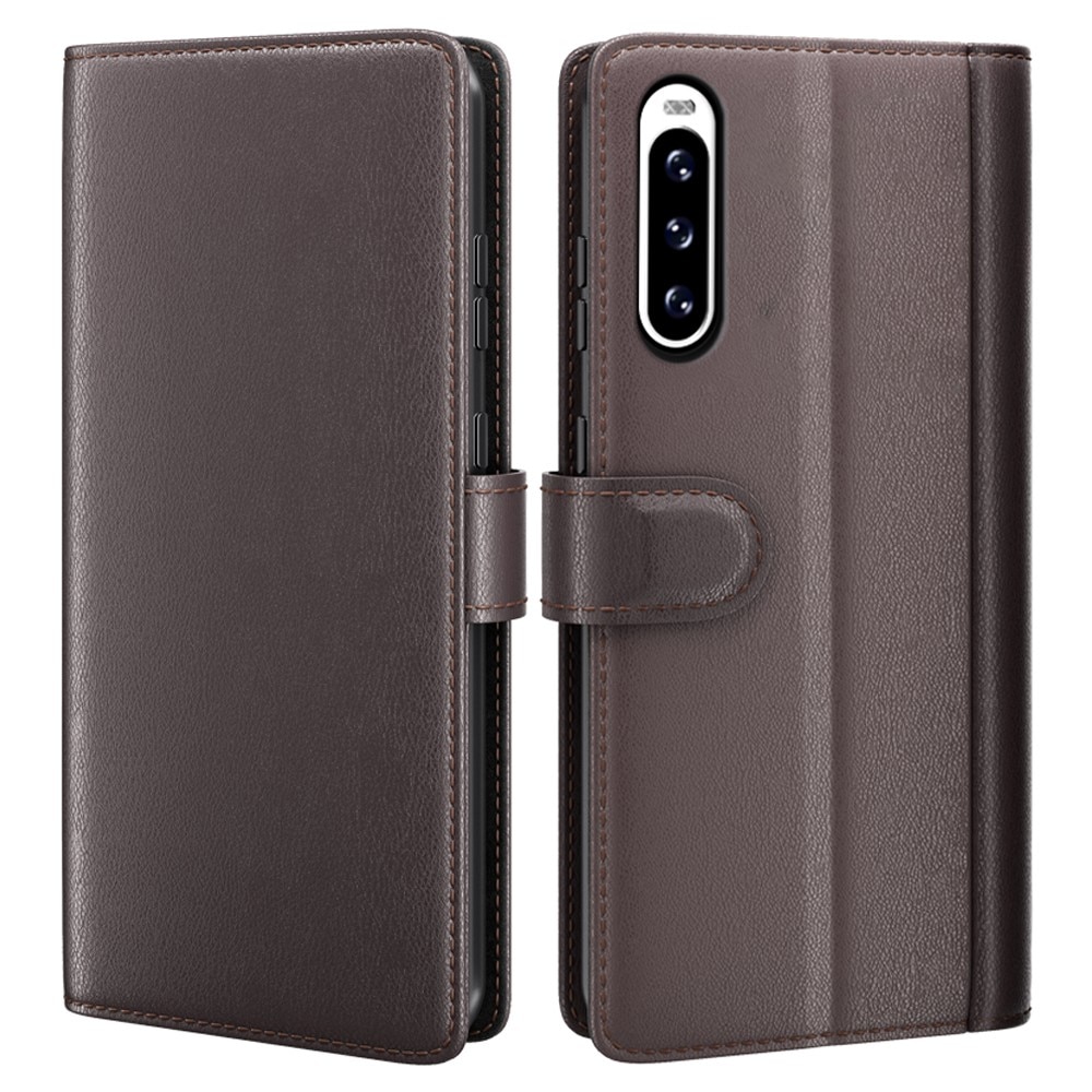 Funda de cuero genuino Sony Xperia 10 V, marrón