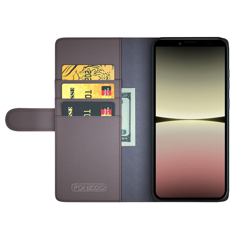 Funda de cuero genuino Sony Xperia 10 V, Marrón