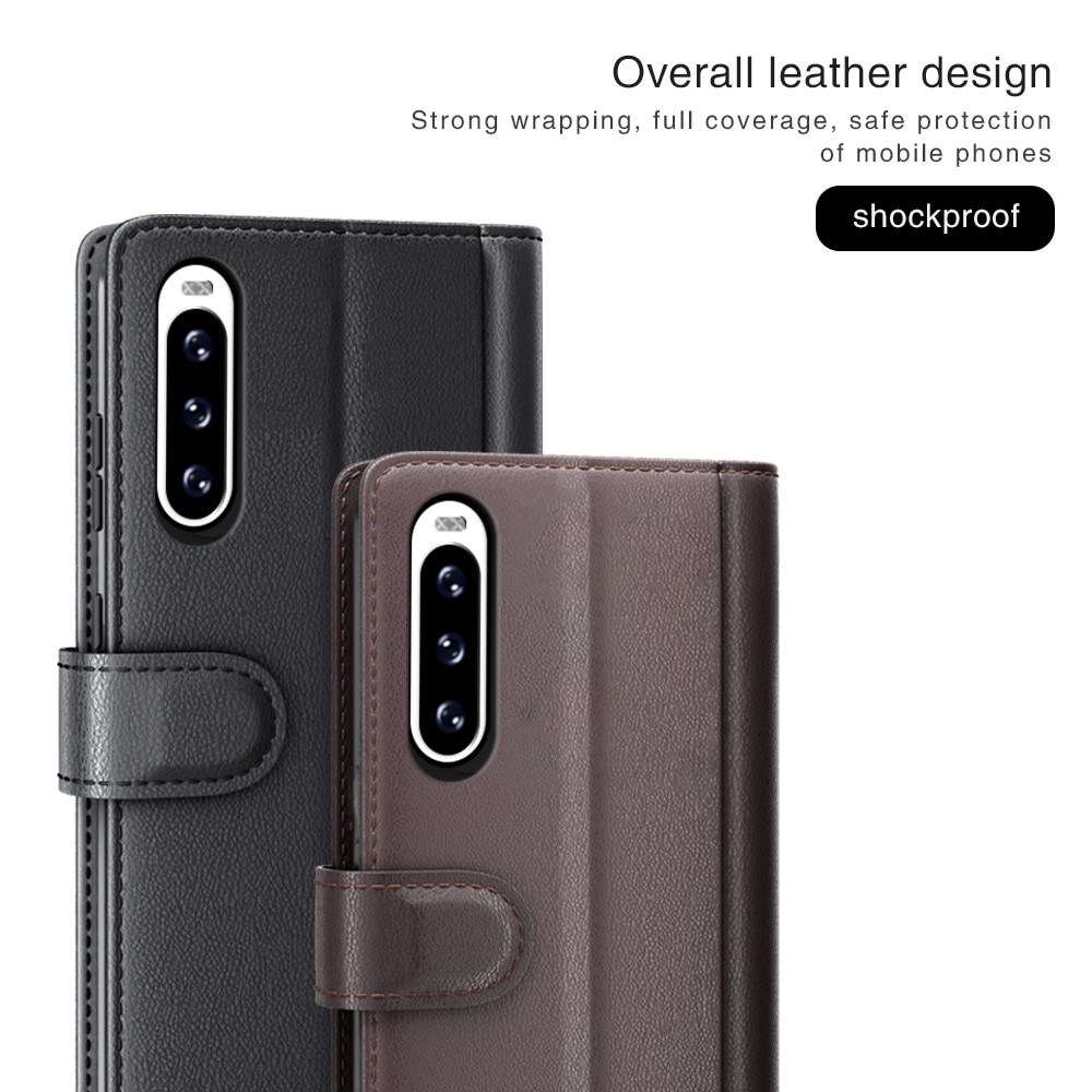 Funda de cuero genuino Sony Xperia 10 V, marrón