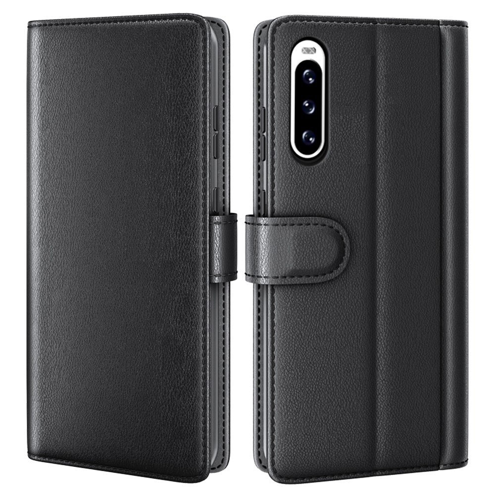Funda de cuero genuino Sony Xperia 10 V, Negro