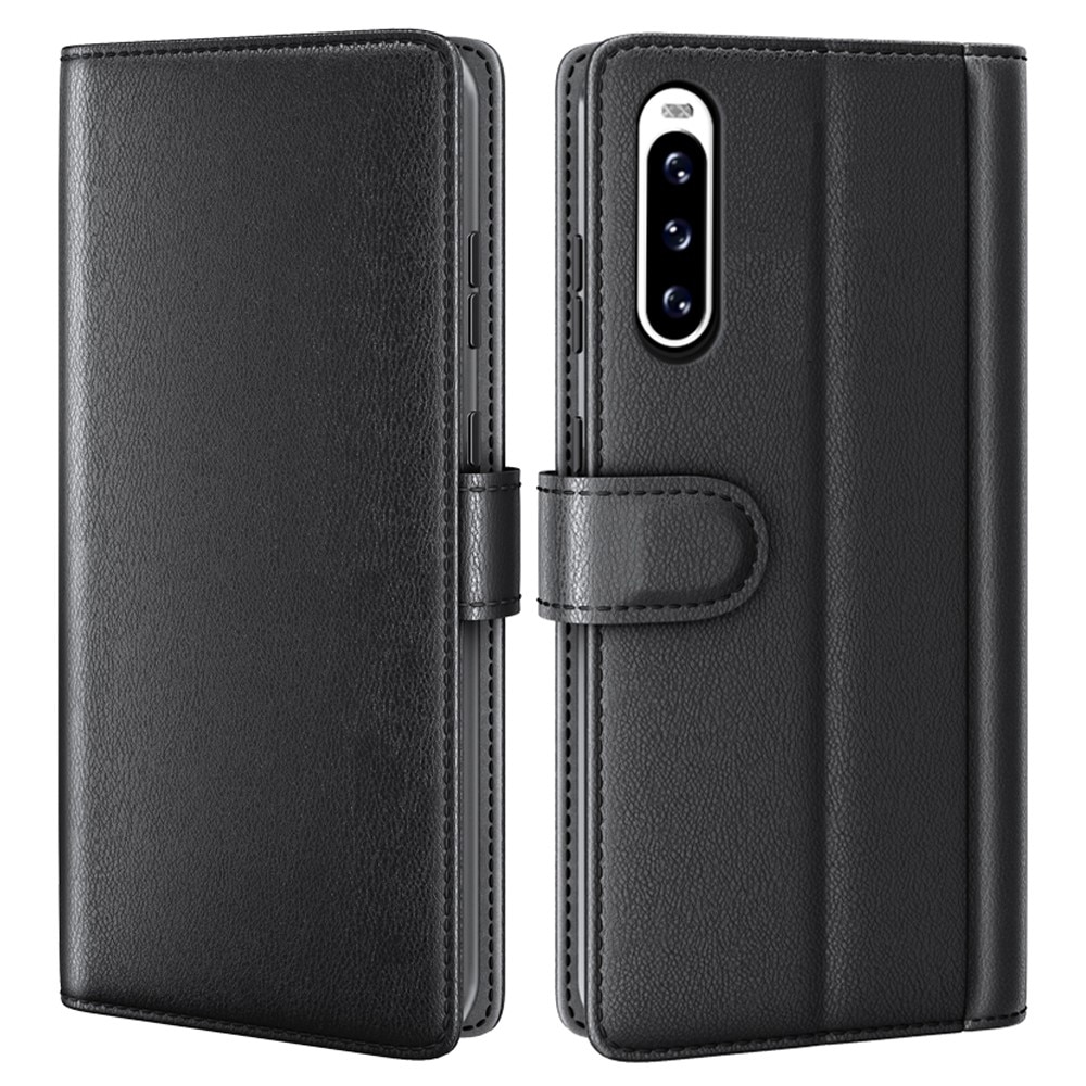 Funda de cuero genuino Sony Xperia 10 VI, negro