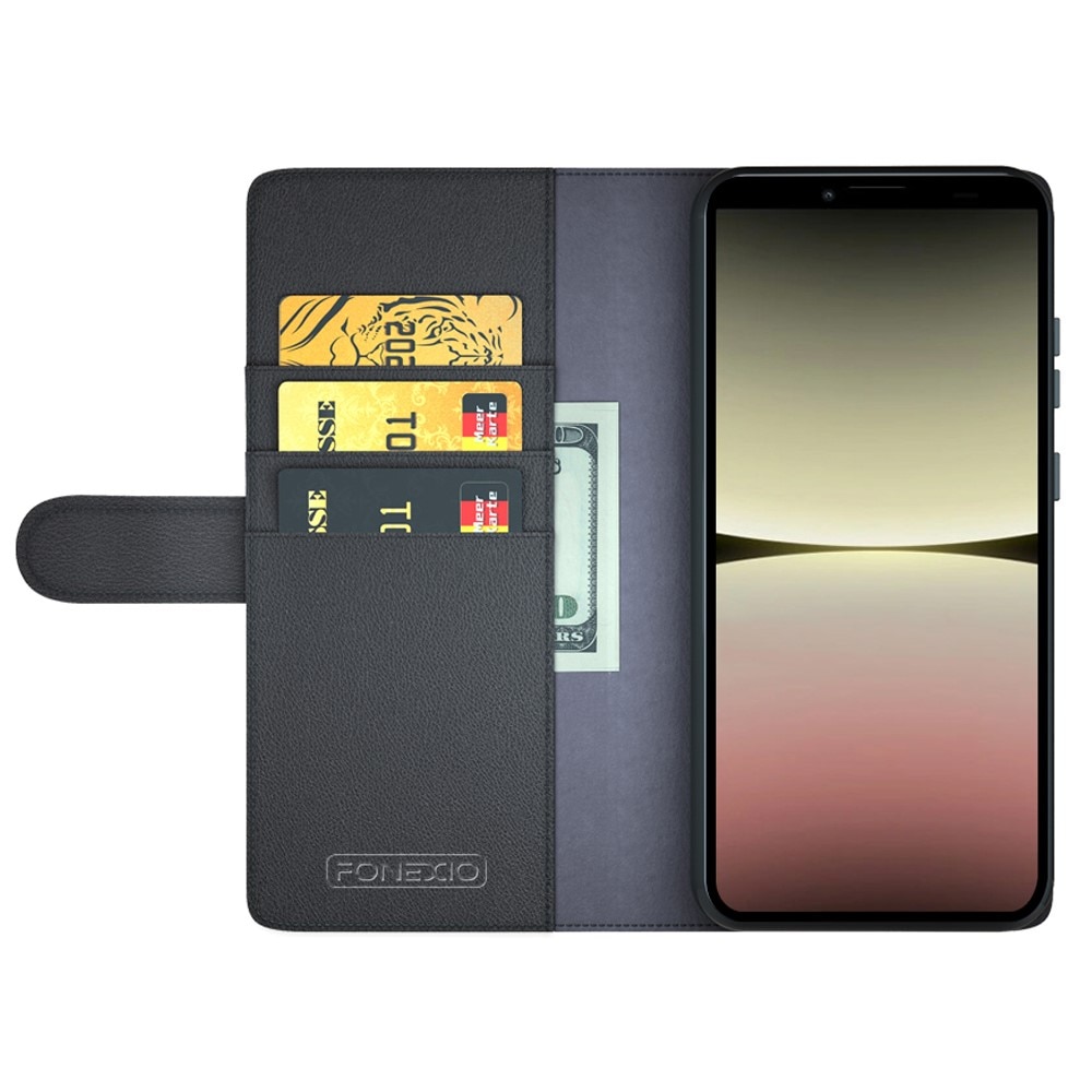 Funda de cuero genuino Sony Xperia 10 V, Negro