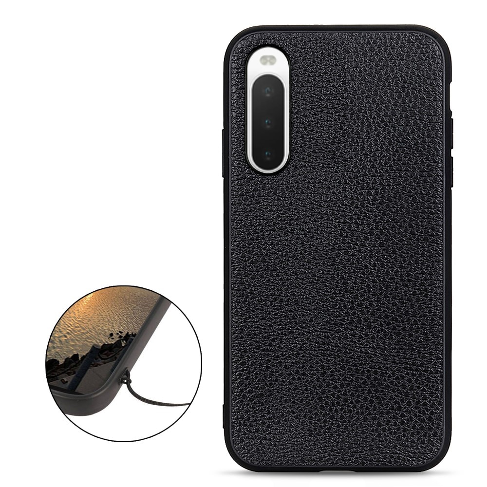 Funda híbrida Cuero genuino Sony Xperia 10 V negro