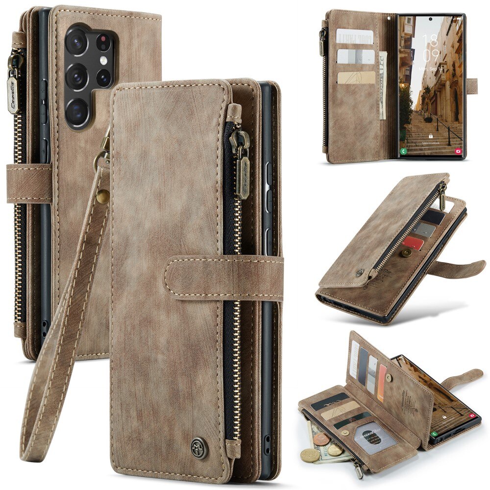 Cartera Zipper Samsung Galaxy S23 Ultra Marrón