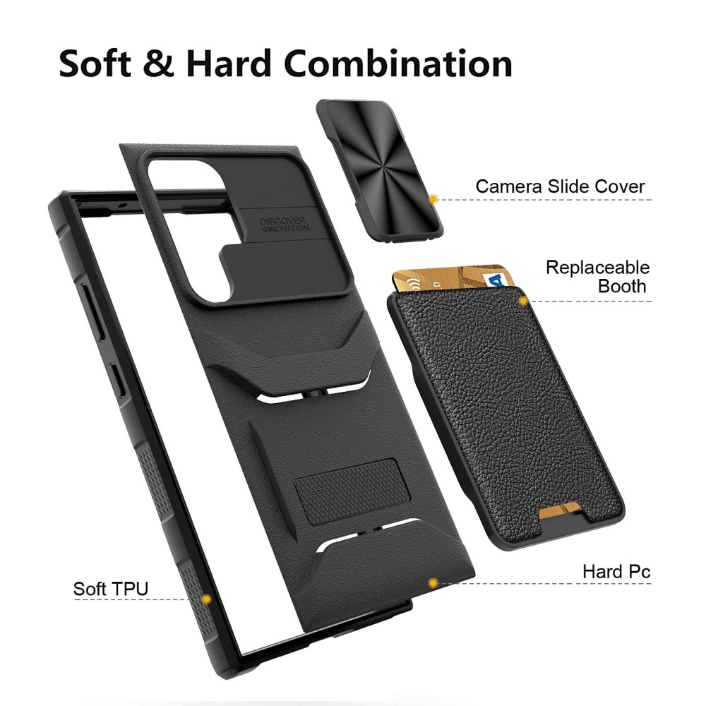 Funda híbrida Protector Cámara+Tarjetero Samsung Galaxy S23 Ultra negro