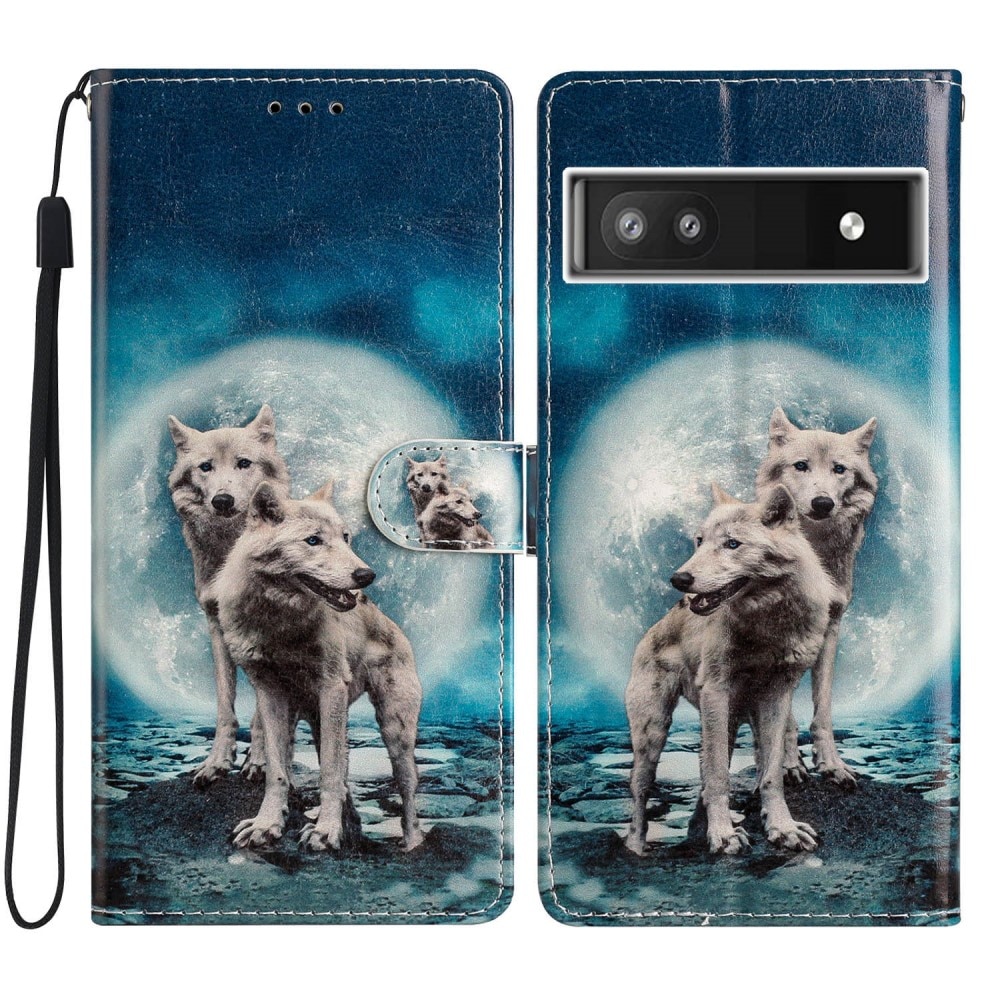 Funda cartera Google Pixel 6a lobos