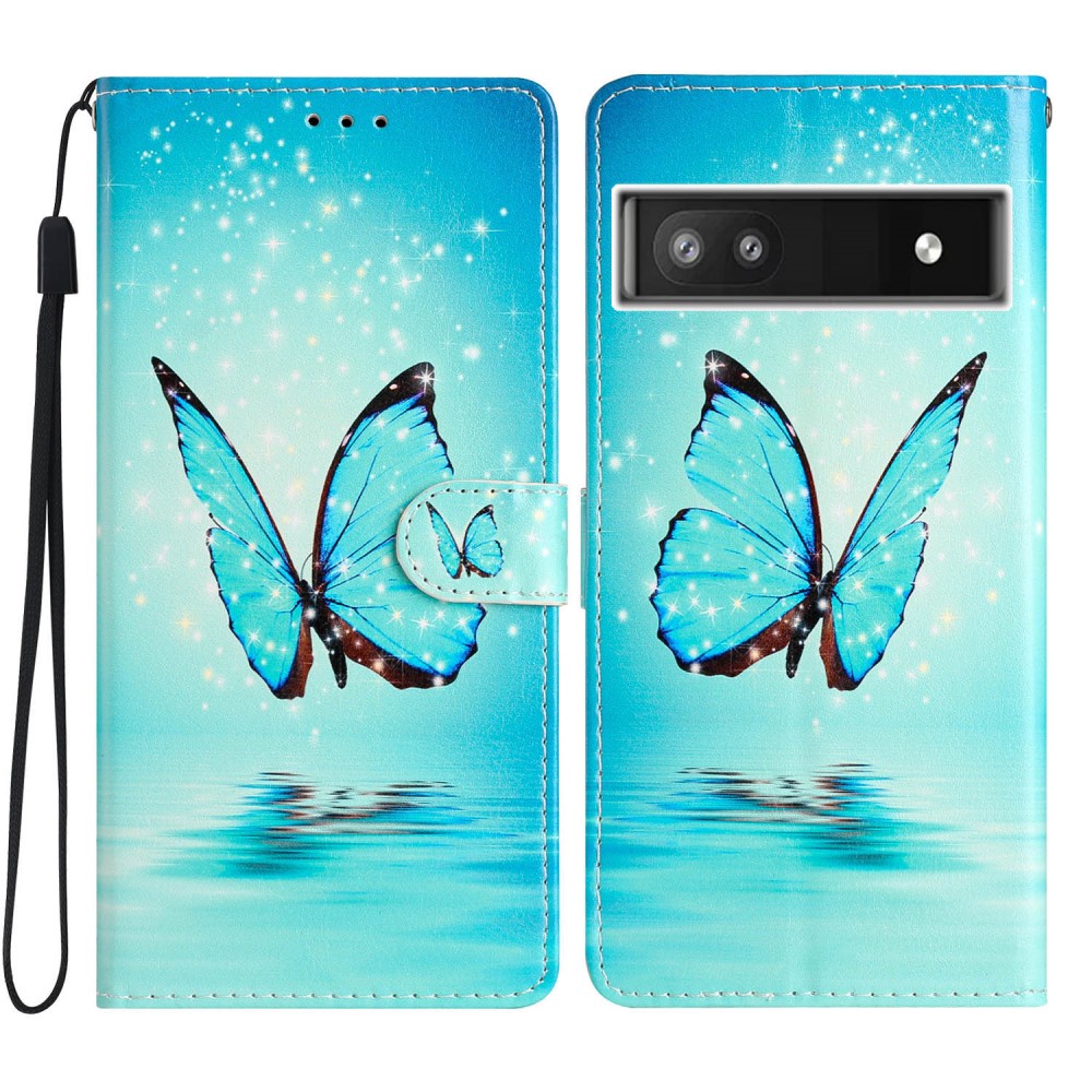 Funda cartera Google Pixel 6a mariposas azules