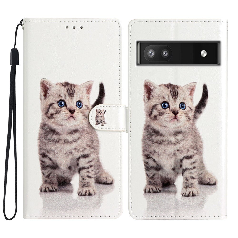 Funda cartera Google Pixel 6a gatito