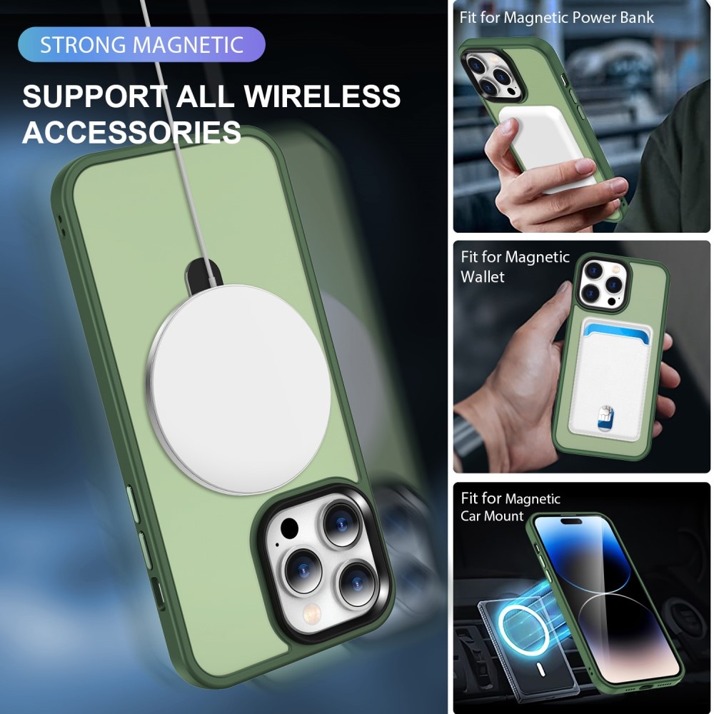 Funda híbrida MagSafe Ring iPhone 14 Pro verde