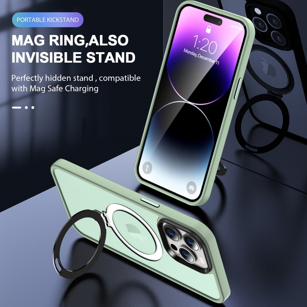 Funda híbrida MagSafe Ring iPhone 15 Pro verde claro