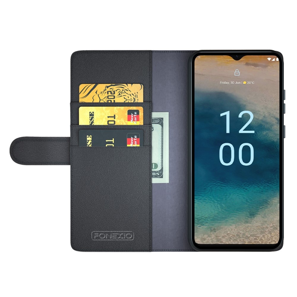 Funda de cuero genuino  Nokia G22, Negro