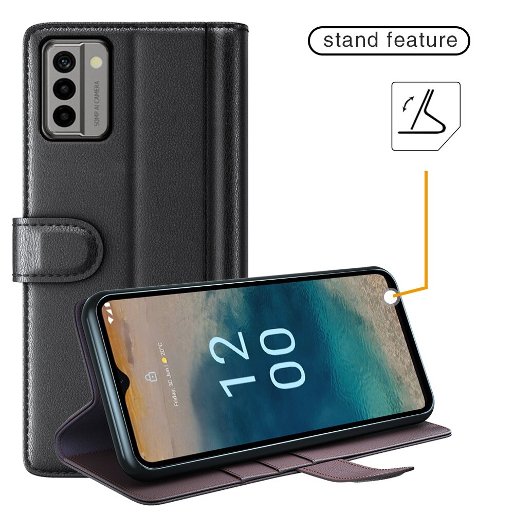 Funda de cuero genuino  Nokia G22, Negro